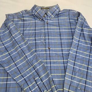 Cabelas Mens XL Blue Plaid Cotton Long Sleeve Button Down Shirt